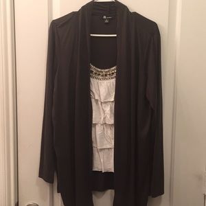 Cardigan with shirt attached